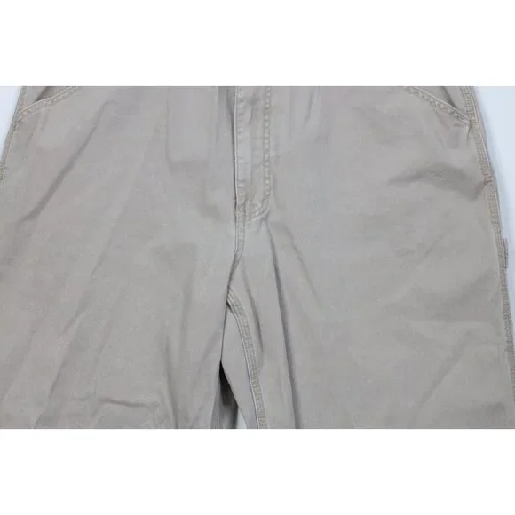 Vintage Y2K Gap Mens 38x30 Faded Carpenter Wide Leg Pants Beige Cotton Workwear